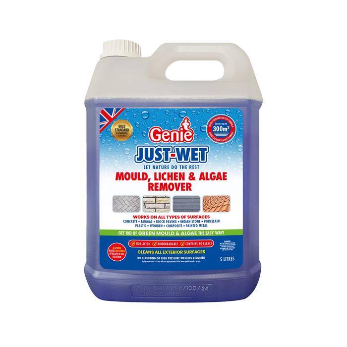 Genie Just-Wet Mould, Lichen & Algae Remover - Cleans all Exterior Services - Just-Wet 5L