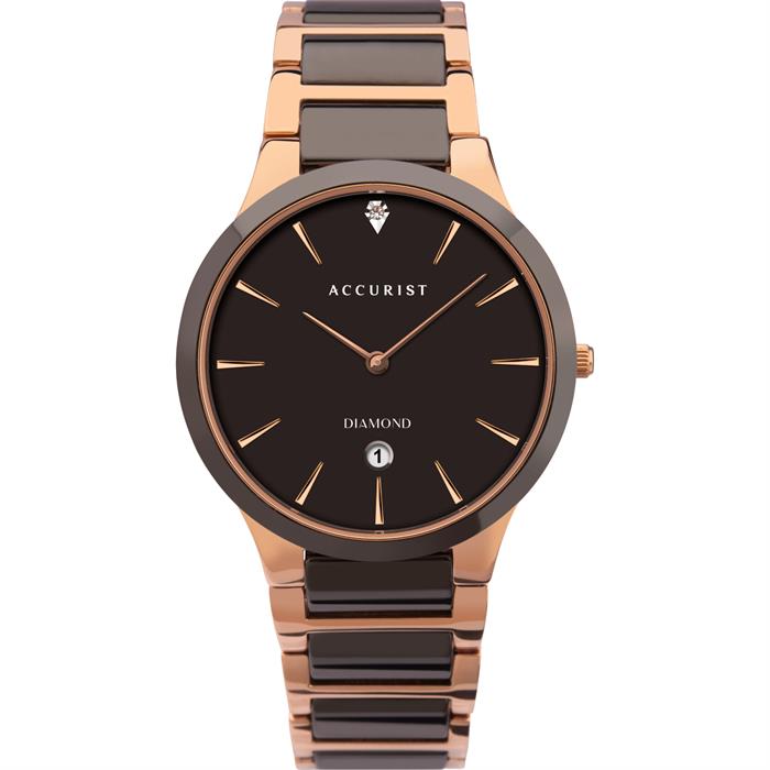 Accurist Gents Ceramic Diamond Dail  Watch. - 329541