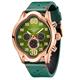Gamages Of London Ltd Ed Oval Exhibition  Automatic Watch With Leather Strap - Green