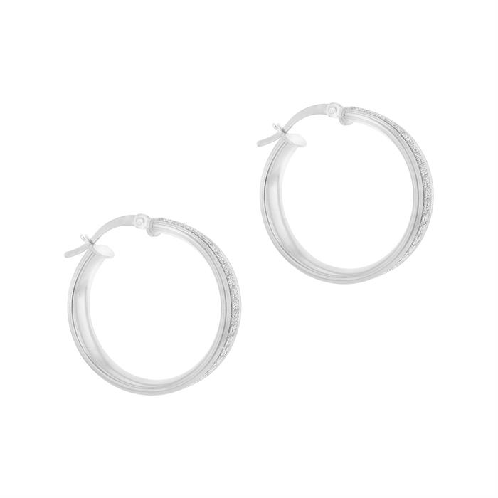 Faith & Brown Sterling Silver 'Catwalk' Stardust Hoop Earrings 25mm