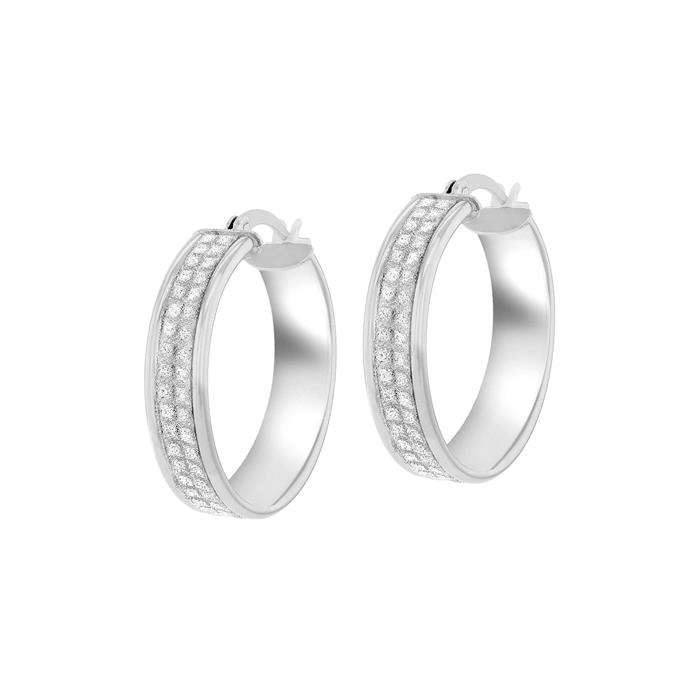 Faith & Brown Sterling Silver 'Catwalk' Stardust Hoop Earrings 40mm - 40mm