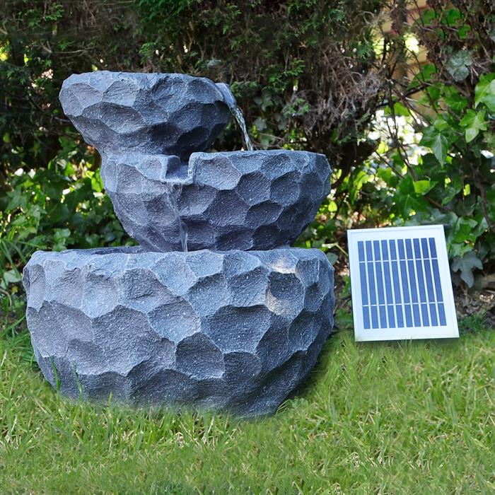 Gardenwize Solar Rock/Planter Water Feature with Battery Backup - 348313