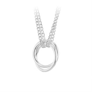 Faith & Brown Italian Crafted 2 Rings Curb Chain Necklace in Sterling Silver (16” + 2”) - 353284