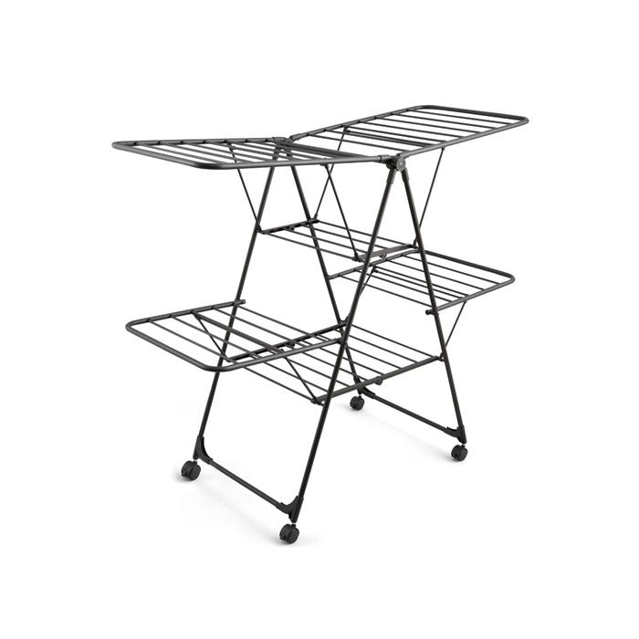 Swan Stealth Jumbo Clothes Airer with 26m of Drying Space, 30kg Weight Capacity, Integrated Wheels, Anti-Slip Coating and Easy Storage - 360751