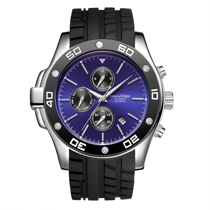 Swan & Edgar Ltd Ed Marine Timer Automatic Watch with Silicone Strap - 362761