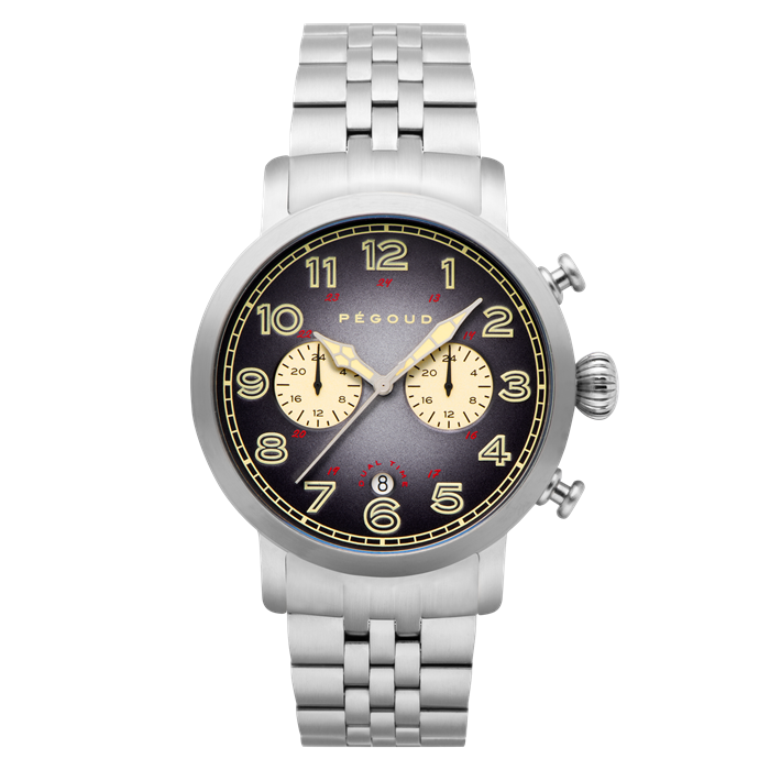 Pegoud Premiere Dual Time Watch with Stainless Steel Bracelet - 366488