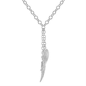 Faith & Brown Sterling Silver Double Angel Wings Necklace 16-18" - 367974