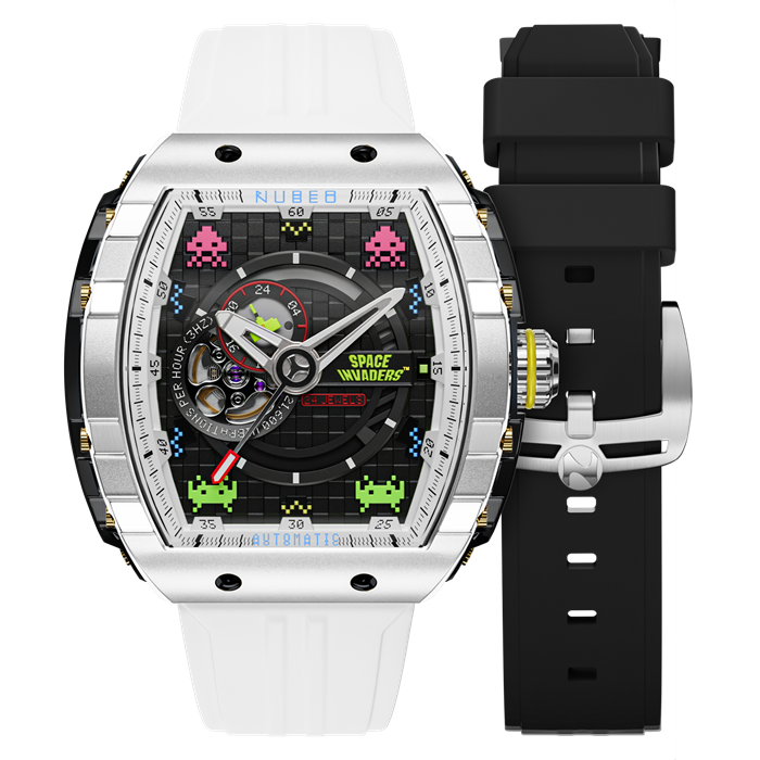 Nubeo Gents Ltd Ed Magellan Automatic Space Invaders Watch with Silicone Strap and Complimentary Gifts - 382434