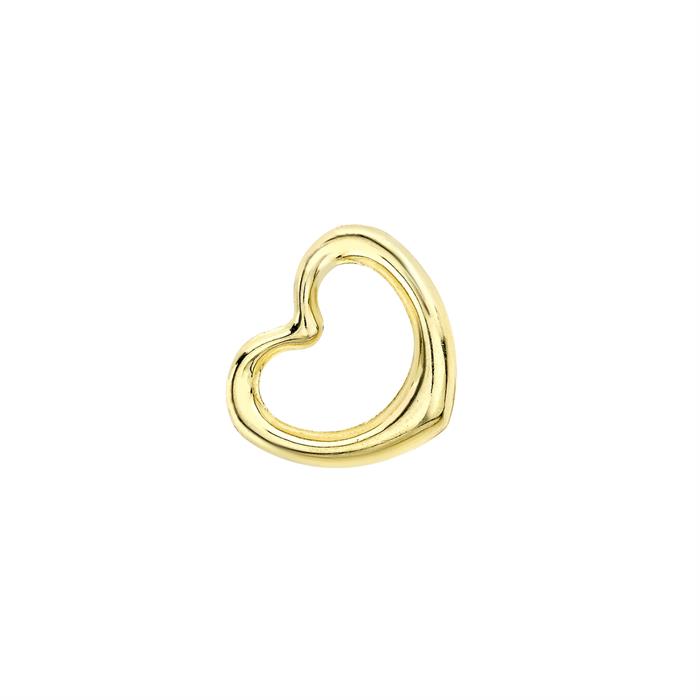 9K Yellow Gold Floating Heart Pendant - Heart Pendant