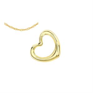 9K Yellow Gold Floating Heart Pendant - 382912