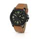 Sekonda Gents Black Case Watch with Leather Strap - Brown