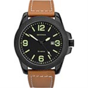 Sekonda Gents Black Case Watch with Leather Strap - 383381