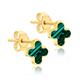 Faith & Brown 9k Gold Malachite Clover Stud Earrings - Earrings