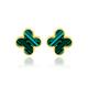 Faith & Brown 9k Gold Malachite Clover Stud Earrings - 391321