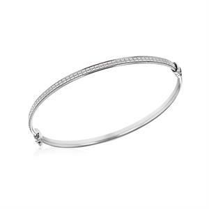 Faith & Brown Sterling Silver 'Catwalk' Stardust Bangle -  7.5in   - 412247