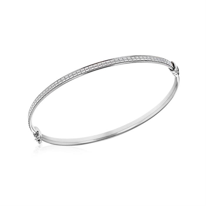 Faith & Brown Sterling Silver 'Catwalk' Stardust Bangle -  7.5in   - 412247