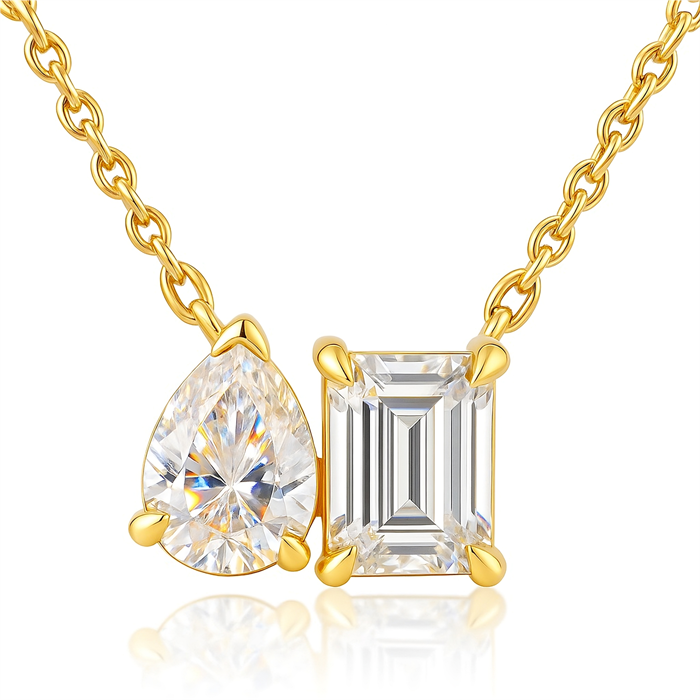 0.38ct SI Created Diamond 'Violetta Toi Et Moi' Necklace (Gold Vermeil or Platinum Plated) - 414033