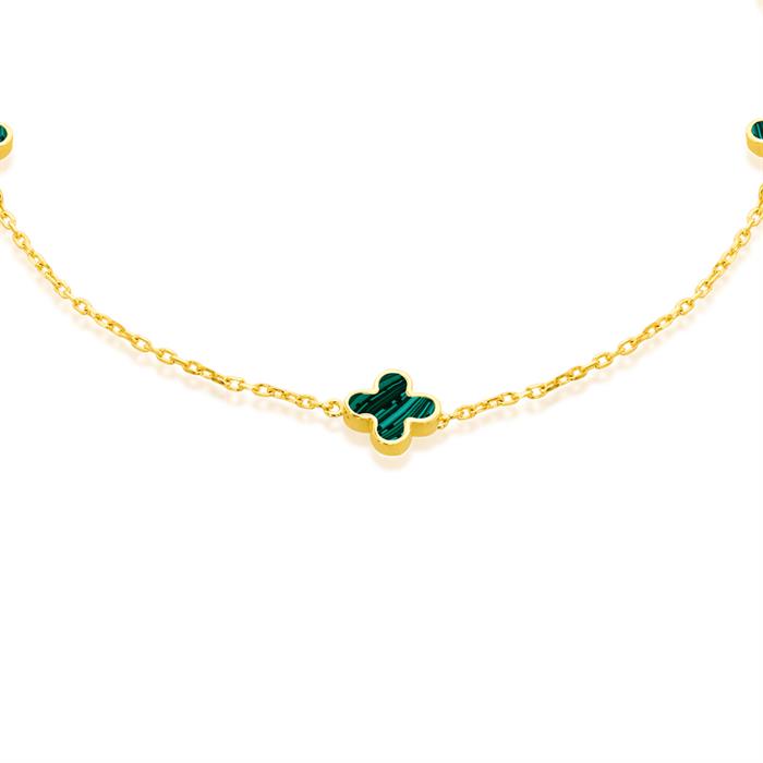 Faith & Brown 9k Gold Malachite Clover Bracelet 7.5" - Bracelet 7.5"