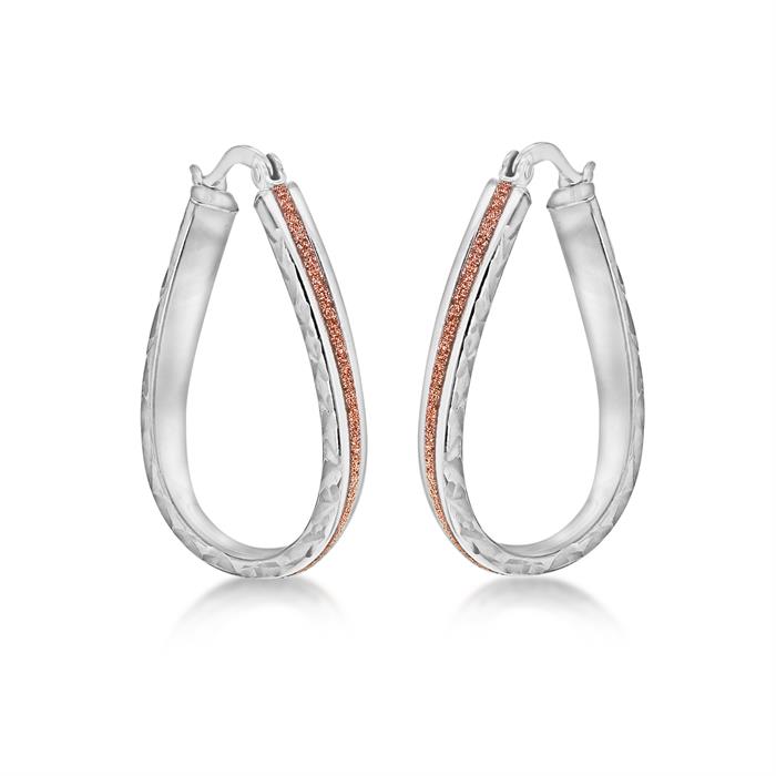 Faith & Brown Sterling Silver Stardust Twisted Oval Creole Earrings - 421347