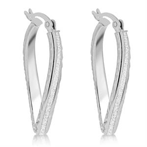 Faith & Brown Sterling Silver Stardust Twisted Oval Creole Earrings - 421347