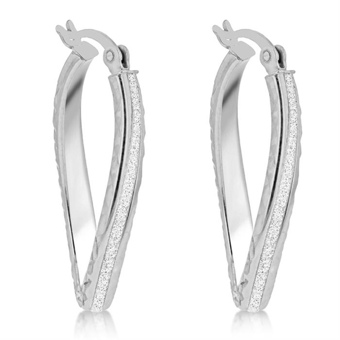 Faith & Brown Sterling Silver Stardust Twisted Oval Creole Earrings - 421347