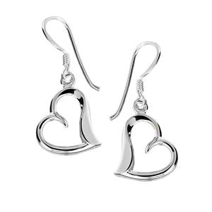 Faith & Brown Italian Crafted Open Heart Drop Earrings in Sterling Silver - 445139