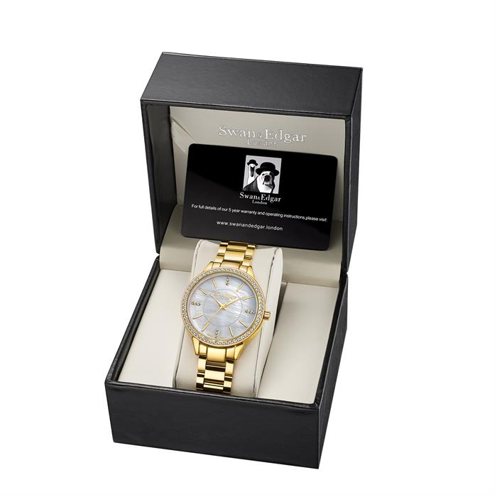 Swan & Edgar Ladies Pearlescent Watch with Stainless Bracelet - 463066