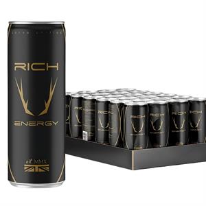 Rich Energy Drink - Premium British Energy Drinks with Pure Mountain Spring Water - 250ml x 24 Cans - 463729