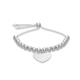Faith & Brown Italian Crafted Beaded Heart Charm Slider Bracelet in Sterling Silver up to 9" - 464097