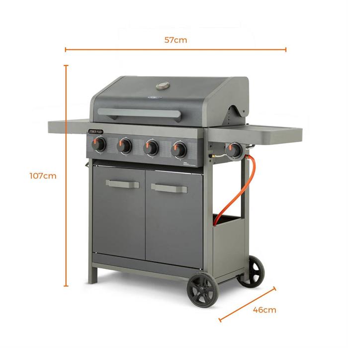 Tower Stealth Plus Four Burner Gas BBQ with Side Burner - 470950