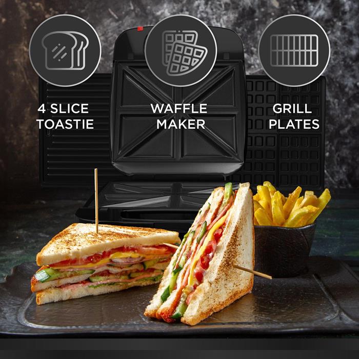 DMD 3 in 1 Family Toastie Maker With Detachable Plates - 492509
