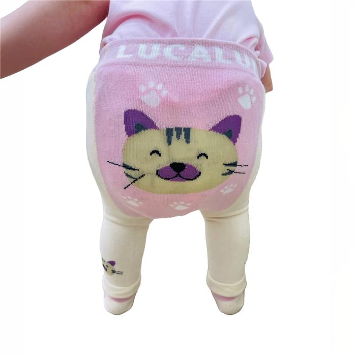 Pretty Kitty Leggings with Built-In Socks by Lucalui - 0-6 Months