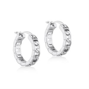 Faith & Brown Small Rambo Link Hoop Earrings in Sterling Silver 16.5mm - 504347