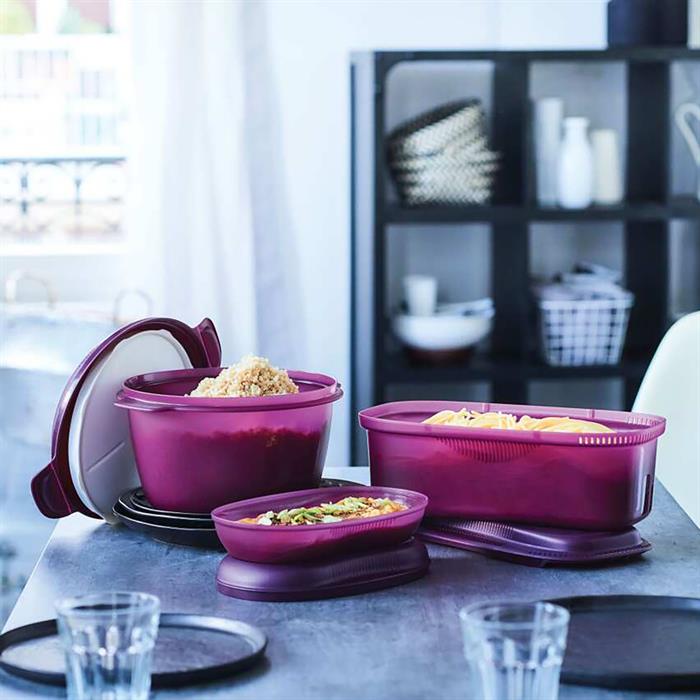 Tupperware Micro Makers 3pc Collection - 1 x Rice Genie 1 x Pasta Cooker 1 x Micro Delight - 504997