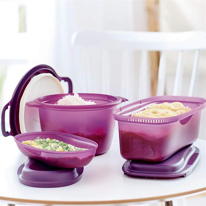 Tupperware Micro Makers 3pc Collection - 1 x Rice Genie 1 x Pasta Cooker 1 x Micro Delight - 504997