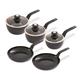 Tower Calvetto 5 Piece Cookware Set - 16cm, 18cm & 20cm Saucepans with Lids and 2 x Non-Stick Frying Pans 24cm & 28cm - 5 Piece Pan Set