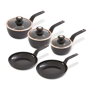 Tower Calvetto 5 Piece Cookware Set - 16cm, 18cm & 20cm Saucepans with Lids and 2 x Non-Stick Frying Pans 24cm & 28cm - 512763