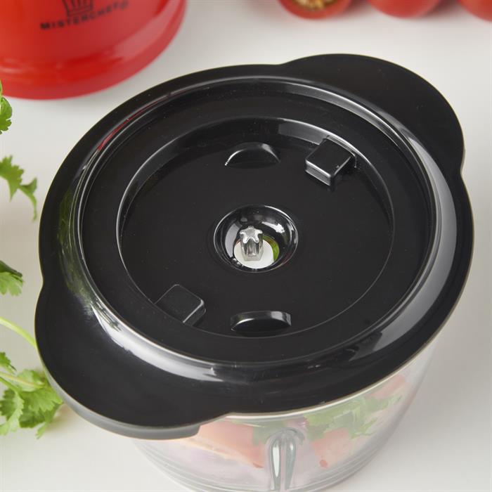 MisterChef Mini Chopper, Blender, Food Processor, 3 Bi-Level Blades and Turbo - 1.5L Food Capacity Glass Bowl - 518991