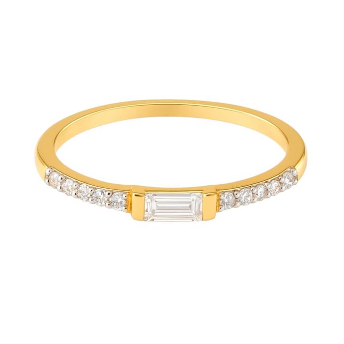 0.18ct SI Created Diamond 'Noya' Baguette Cut Stacking Ring (Gold Vermeil or Platinum Plated) - 528346