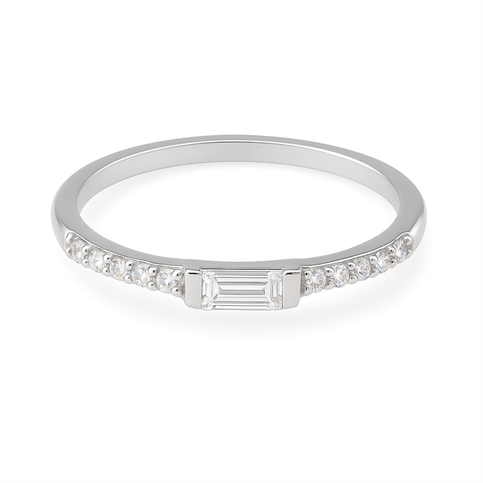 0.18ct SI Created Diamond 'Noya' Baguette Cut Stacking Ring (Gold Vermeil or Platinum Plated) - 528346
