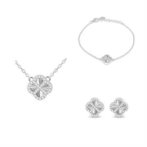 Faith & Brown 'Luce' Clover 3 Piece Set in Sterling Silver - 529491
