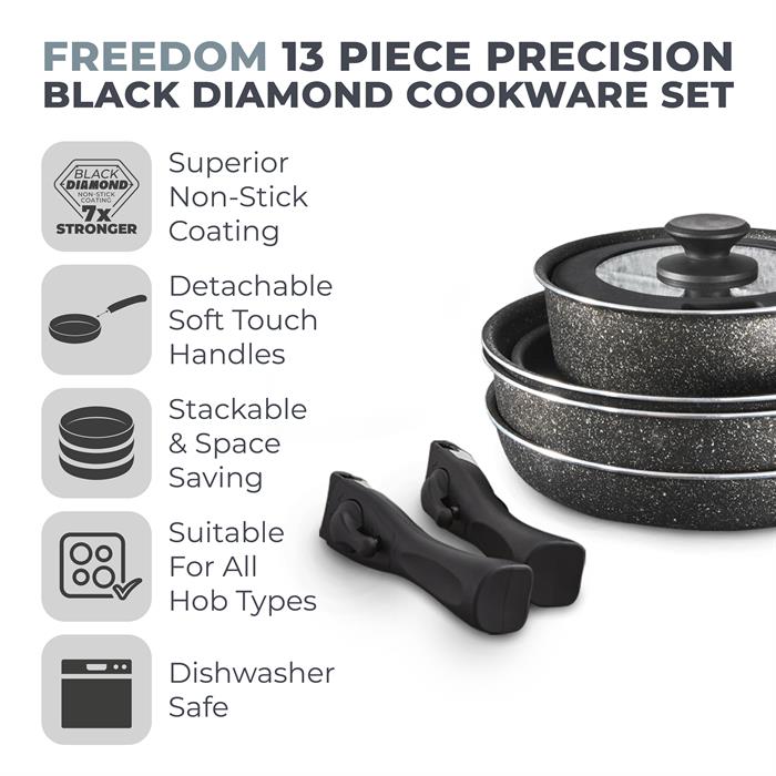 Tower T900160 Freedom 13pcs Cookware Set with Detachable Handles - 530956