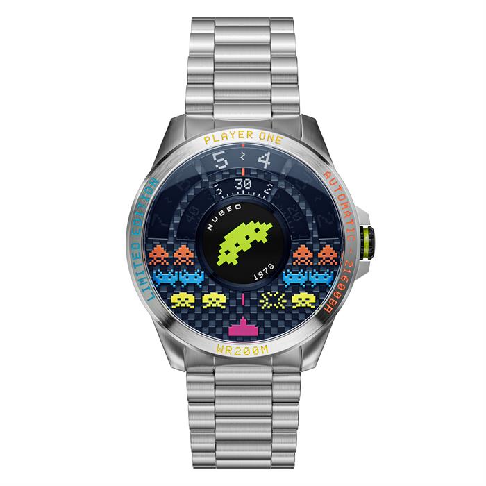 Nubeo Gents Quasar Automatic Space Invaders Ltd Ed with Stainless Steel Bracelet - Stainless Steel