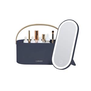 Carmen 2 in 1 Vanity Case with LED Mirror & Leatherette Strap, Illuminating LED Light and Touch Sensor Control - 548283