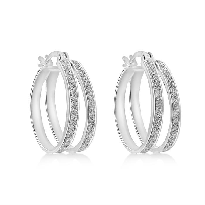 Faith & Brown Sterling Silver Stardust Double Hoop Creole Earrings 18mm - 548607