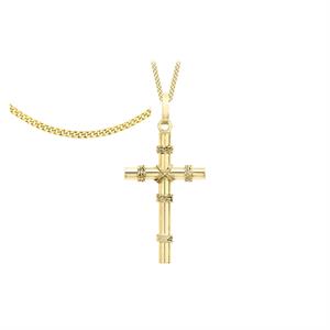9K Yellow Gold Roped Cross Pendant - 548804