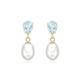 9K Yellow Gold Freshwater Cultured Pearl and Blue Topaz Earrings - 562766