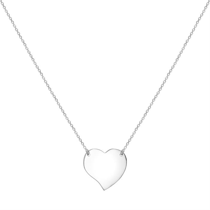 Faith & Brown Sterling Silver Heart Necklace 17" - 580356