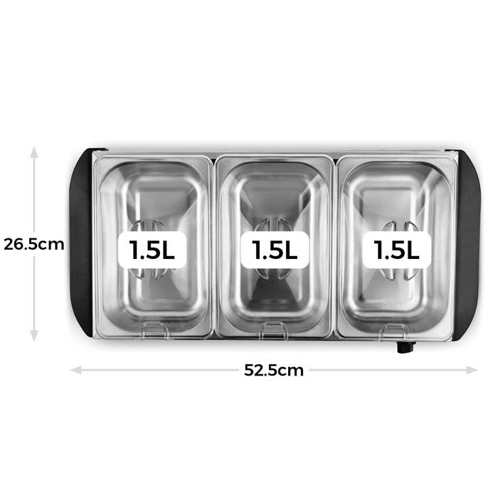 Tower T16150 3 Tray Buffet Server with Detachable Pots and Hot Plate Function - 585308