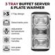Tower T16150 3 Tray Buffet Server with Detachable Pots and Hot Plate Function - 585308